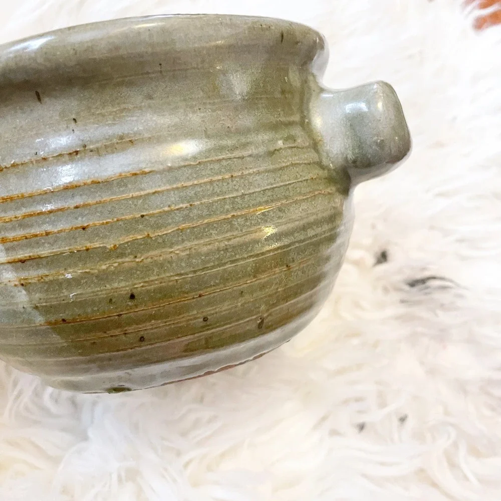 Stoneware Small Green Cooking Crock Bowl Oven Safe - Picture 5 of 6
